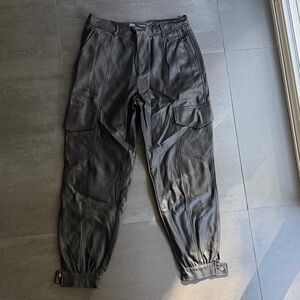 Zara Faux Leather Cargo Pants
